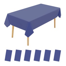 6 Pack Premium Disposable Plastic Tablecloth 54" x 108" Party Table Cloths Disposable for 6 to 8 Foot Tables Indoor or Outdoor Parties Birthdays Weddings Christmas Anniversary Buffet Table (Blue)