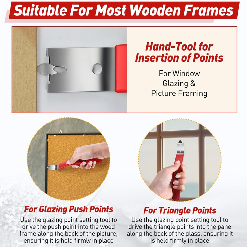 Feekoon Glazier Point Driver, Glazier Setting Tool with 100 Push