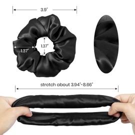 satin hair ties Silk Hair Scrunchies for Frizz Prevention, Silk Hair Ties for Breakage Prevention, Elastic ponytail Holders(Black, 2Pcs) black scrunchies ﻿