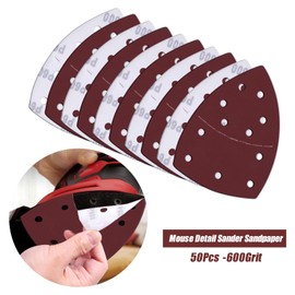 50PCS Mouse Detail Sander Sandpaper 11 Holes 600 Grit Hook and Loop Mouse Sanding Sheets for Mouse Sanders Abrasive Pads for Precision Sanding