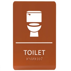 ADA CENTRAL SIGNS - 6"X9" Toilet Restroom Sign- ADA Compliant Tactile Graphics Grade 2 Braille Text Acrylic Wall Signs- Bathroom Door Placard Double Sided Tape All Unisex Neutral Gender Rest Room Sign