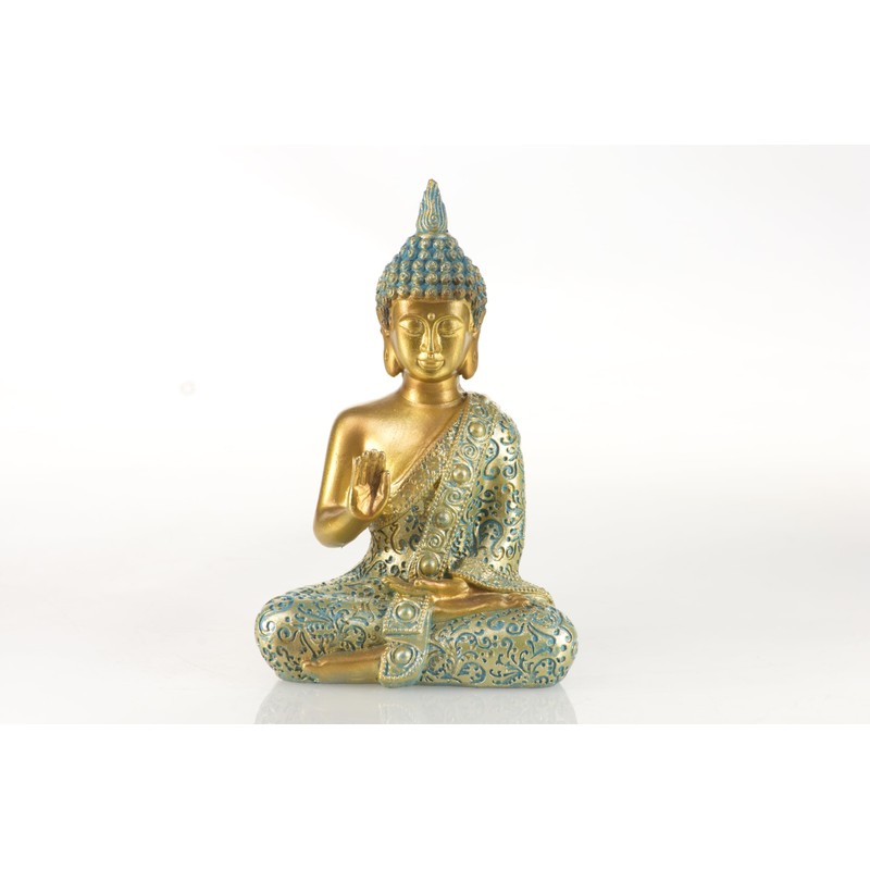 Schneemann-Versand Buddha Figurine Gold & Mint (15 cm) - Spiritual