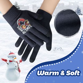 Guantes para niños con visualización táctil cálidos, guantes de invierno de punto elástico para niños, niños, niños, color negro marino, Azul marino/Negro, Niñito