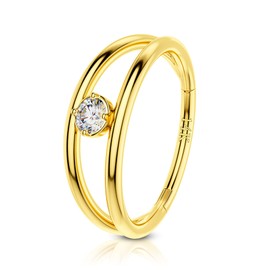 COCHARM 14k Solid Gold 16g Helix Earrings Hinged Daith Earring 16 Gauge CZ Conch Hoop for Women 8mm 10mm 12mm, Metal, cubic-zirconia,