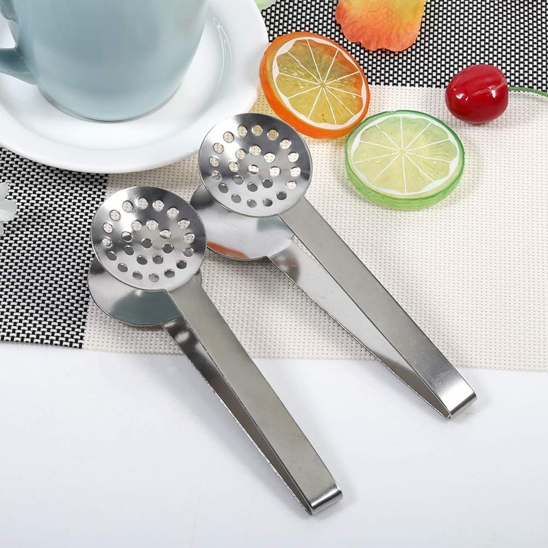 TraderPlus 2 Pack Stainless Steel Tea Bag Squeezer Tongs Strainer