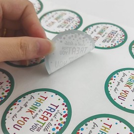 HSC 5cm×5cm Thank You Stickers, 60PCS Colourful Celebration Stickers, Party Favors for Birthdays & Baby Showers