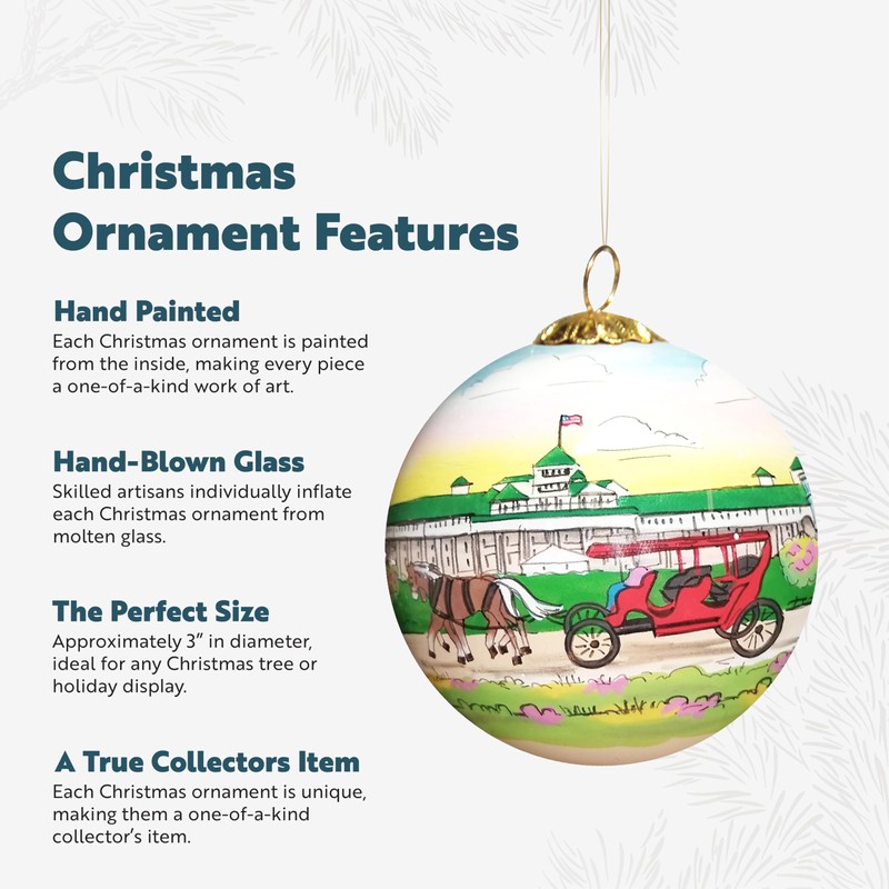 Art Studio Company - Hand Painted Christmas Ornament, Blown Glass,
