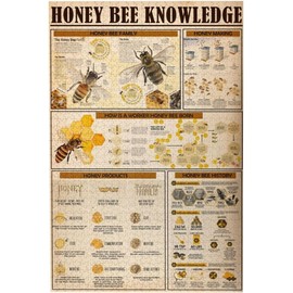 Krouterebs Honey bee Knowledge Poster 500 Pieces Jigsaw Puzzles for Adults Children - Exercise Patience Puzzle Game - Education Intellectual Large Puzzle Game Toys Gift