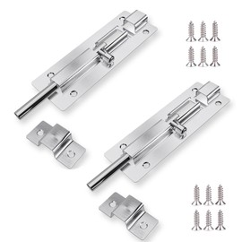 Trimming Shop Silberne robuste 7,6 cm Edelstahl-Tür-Sicherheitsbolzen – Schieberiegel für Tore, Schuppen, Höfe, Badezimmer- und Garagentore mit Schrauben, 2 Stück