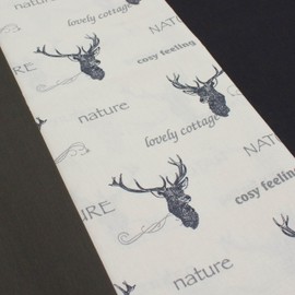 VmG-Store 1.5 m Cotton Fabric Set Design Fabric + 2 x Plain Colour Coordinated 100% Cotton Material Selection (Deer Antlers Country House Set69)