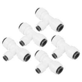 PATIKIL 3/8" x 1/4" Push to Connect Tee Fittings, 2 Pack T Shape Reducing Water Line Fitting for RO Water System, White