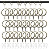 100 PCS Brass Curtain Rings and Hooks Set, 30mm Internal