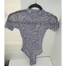 Kim Kardashian SKIMS Summer Mesh T-Shirt Bodysuit-Lilac Swirl Sz Small SOLD OUT