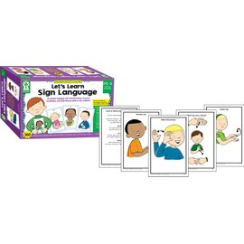 Key Education Let's Learn Sign Language Learning Cards—Illustrated American Sign Language Flashcards With ASL Fingerspelling and Common Signs, PreK-Grade 2 (160 pc)