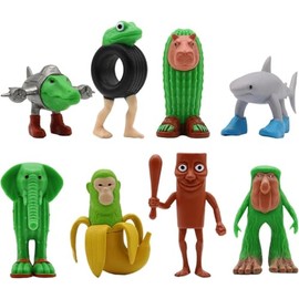 PUTUODA Tung Sahur Figure, Italian Brain Red Figures Set of 8, 3D Printed Tralalero Tralala Figure, BRR BRR Patapim, Lirili Larila Animal Model Collectible