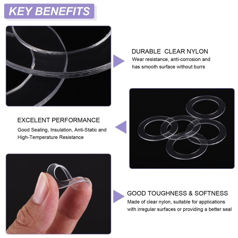 PATIKIL Nylon Flat Washers 20mm ID, 30mm OD, 1mm Thick