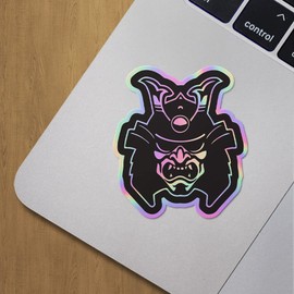 Holographic Decal Stickers of Samurai Head 1 Morale Patch Premium Waterproof Vinyl Decal Stickers for Laptop Phone Accessory Helmet Car Window Mug Tuber Cup Door Wall Decoration ANDVER310808aHO