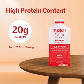 Liquacel PUSH20+ Liquid Collagen Protein Shot – 20g Pack of Five – Apple Flavor