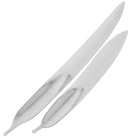 LALAFINA 2pcs Manicure Files Set Double Sided Nail Buffer Stainless Steel Nail Files for Home Salon