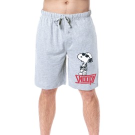 Peanuts Mens' Snoopy Rocker Cool Punk Character Sleep Pajama Shorts, Grey, 3X-Large