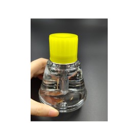 180 ml/6 Oz Empty Clear Glass Dispenser Bottle for Nail Polish, Refillable Alcohol Pump Container Push Down Dispenser with Cap, Makeup Remover Holder