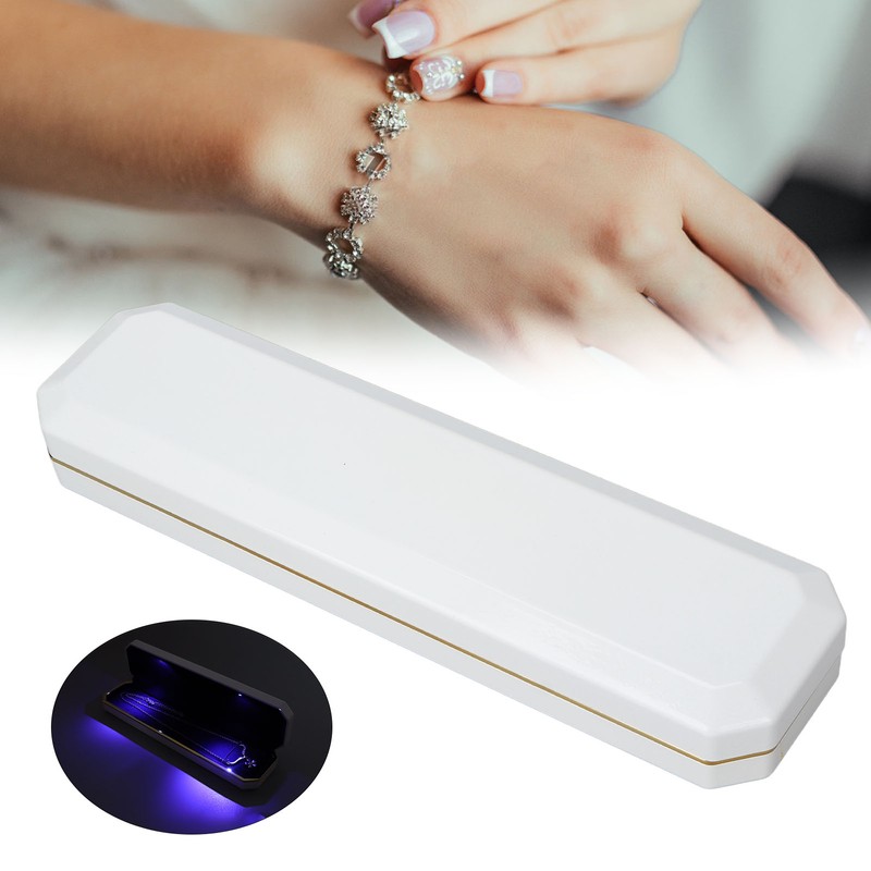 LED Lighted Jewelry Gift Box Rings Bracelet Tray Display Storage