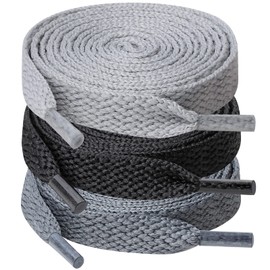 UpUGo 3 Pairs of Shoelaces, 8 mm Wide Flat Shoelaces for Trainers, Sports, Running, Adults, Children