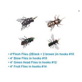 YZD Realistic Fly Fishing Flies Set Dry Fly Mosquitos Set of 16 Flies Handmade Rainbow Trout Fishing Lure kit Flyfishing…