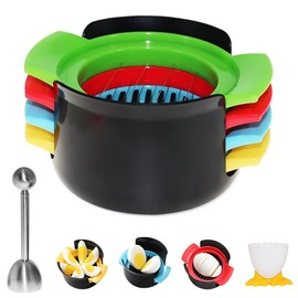 mizikuu 4 in 1 Eierschneider, Eischneidewerkzeug Eierteiler aus Edelstahl Tragbar Eierteiler Schneiddrähte mit Eieröffner Eierbecher für Mozzarellaschneider Erdbeeren Kiwis Tomaten Gekochten Eiern