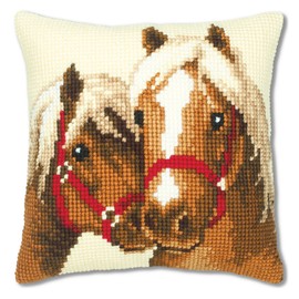 VERVACO Kit Cuscino Punto Croce Amicizia del Cavallo Set Ricamo Principianti Cuscini Gobelin Decorativi ca. 40 x 40 cm Accessori per Lavoretti Creativi DIY Casa Decor Hobby Adulti Cross Stitch