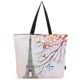 ICOLOR Eiffel Foldable Reusable Shopping Eco Bags case School Shopping Large Grocery bag Reusable Portable Storage HandBags Convenient Shoppers Tote YGWB-31