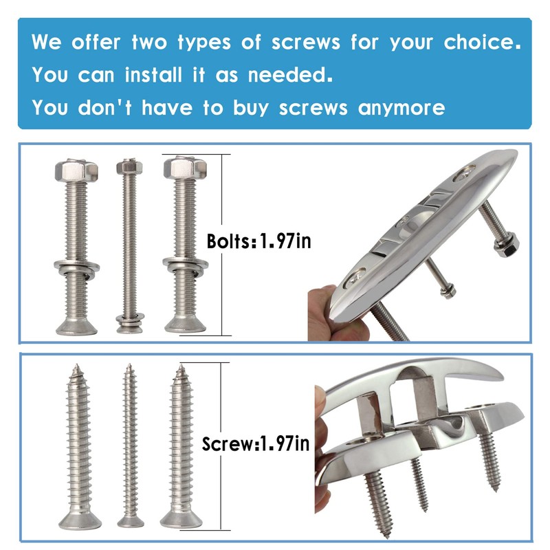 316 Stainless Steel 5 inch Folding Boat Cleat with Back