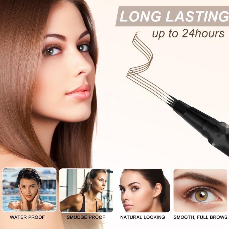 Eyebrow Pencil, Waterproof and Sweatproof Eyebrow Pencil, 2-in-1 Eyebrow Pencil