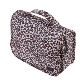 Periea 'Amelia' Travel Wash Bag, Travel Hanging Toiletry, Wash Bag, Bathroom Gym Toiletries for Men, Makeup Cosmetic Organiser for Women - Gold Leopard