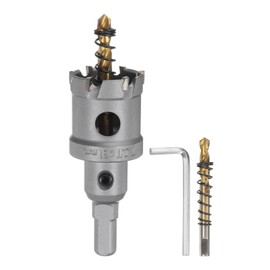 sourcing map Carbide Hole Saw Kit 31mm (7/32") Metal Hole Cutter Set with 2pcs Center Drill Bits Springs 1pcs Wrench for Stainless Steel Copper Iron Aluminum