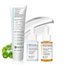 WEUD Skin Care Coreano 3 En 1 Kit, con 1 Crema Hidratante Niacinamida  1 Serum Centella Asiatica  1 Serum Pptidos Propleo, Kit Cuidado Facial Mujer...