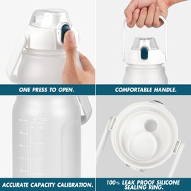 GXCROR Drinking Bottle 2 L, Water Bottle with Straw, Leak-Proof, Dishwasher Safe, with Time Marking, 2 Litre Drinking Bottle, Sports Gym Water Bottle