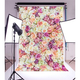 Qinunipoto Floral Backdrop for Photography Happy Mother's Day 1.5x2.1m Background Paper for Photography Colored Flowers Wedding Valentine's Day Background Portrait Photography Kids Photography Studio Home Decor Party Vinyl
