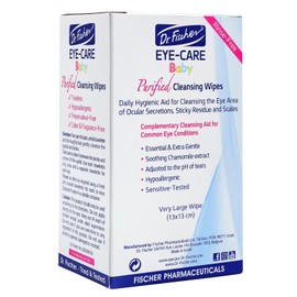 Purified, Non Irritating, Tear Free, Hypoallergenic & Sensitive Approved Baby Eyelid Wipes by Dr. Fischer – Pre-moistened, Rinse Free and Pediatrician Recommended - (30)