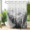 Forest Hookless Shower Curtain with Snap in Liner, Nature Mountain