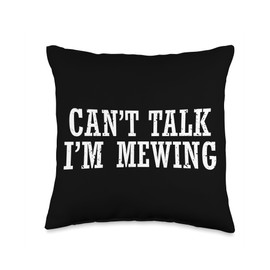 Can't Talk Im Mewing Meme Facial Tongue Posture Meme Throw Pillow