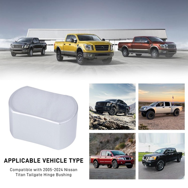 wzrasmiles Silver Aluminum Replacement Tailgate Hinge Bushing Compatible with 2005-2024