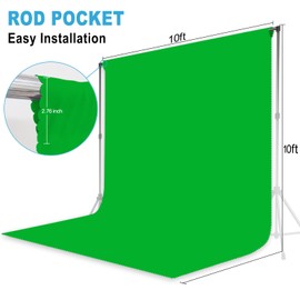 Green Screen Backdrop for Photoshoot, Professional Photo Backdrop Background Curtain for Product Photography，Portraits, Wedding, Party, Live Streaming Video Recording 10X10 FT(Background Only)