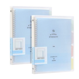 Pack of 2 A5 Spiral Dotted Notebook, PP Loose Leaf Notebook Translucent with Four-Colour Index Label