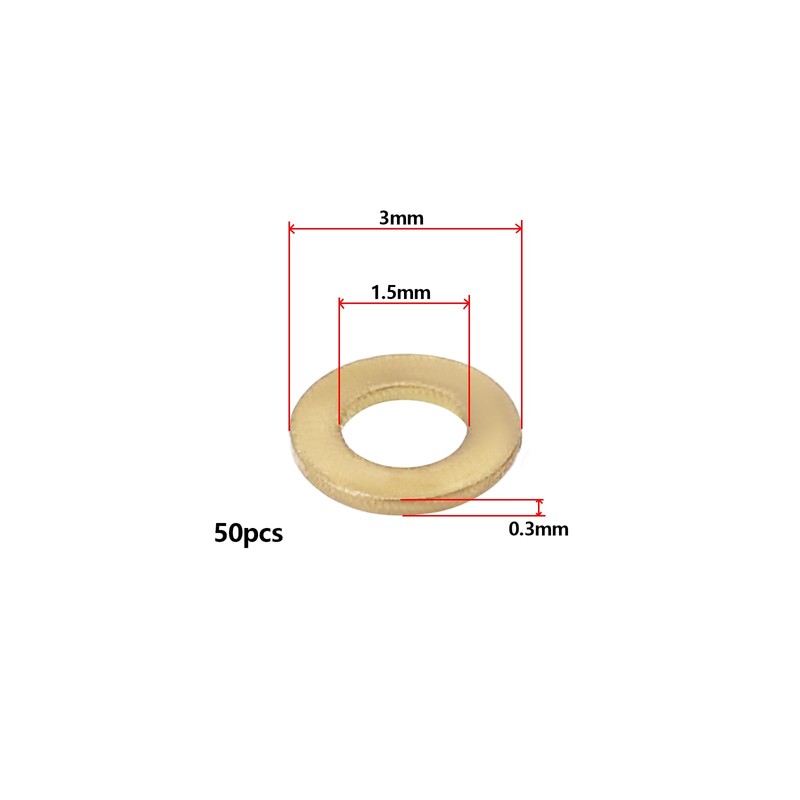 eMagTech 50PCS M1.4 Miniature Brass Washers, Flat Copper Sealing Washers