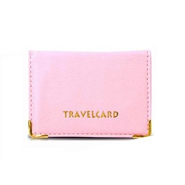 FATASH Leather Travel Card Bus Pass Holder Wallet - Rail Card Cover Case in New Fusion Baby Pink | Genuine Leather Credit Card Holder, Slim & Thin Pocket Wallet with RFID Blocking