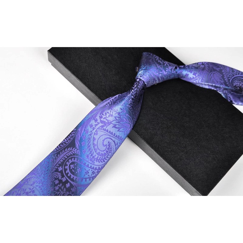 Floral Neckties for Men Purple Formal Summer Paisley Silk Tie