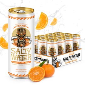 SaltyWater Electrolyte Drink, Orange – Zero Sugar Premium Hydration Drink, 10 Calories, Minerals, Taurine, B-Vitamins, Non-Carbonated - Zero Caffeine Electrolyte Sports Drink - Keto, Paleo, Vegan - 12 Pack (12 oz)