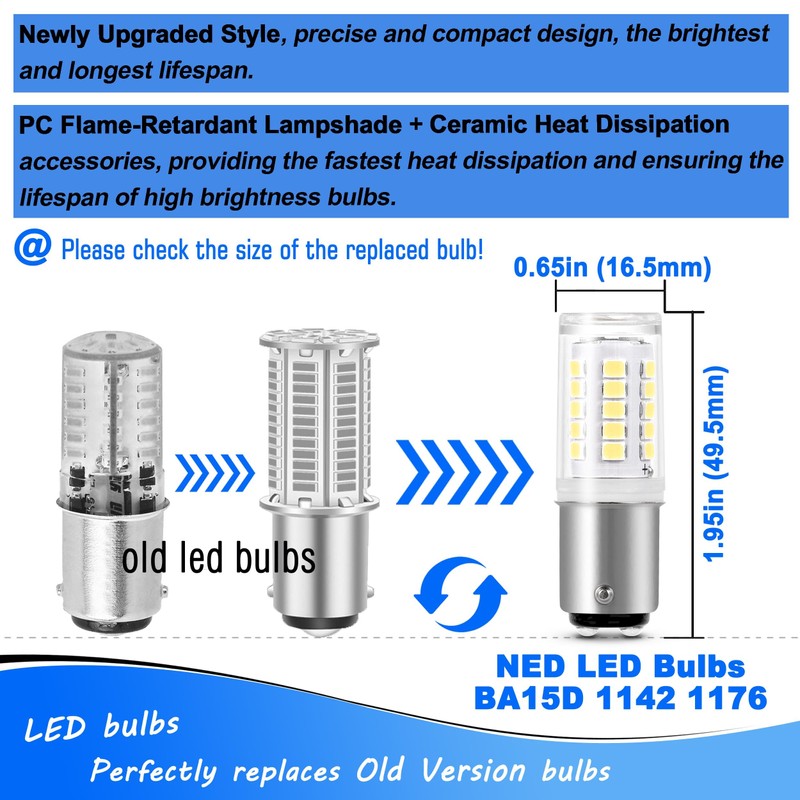 Heifymi 12V BA15D 1076 1142 1176 S8 LED Bulb, 5