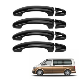 kswiown Door Handle Cover Compatible with VW T5 T6 2003-2024 Door Handle, 8 Pieces Outer Door Handle Transporter Compatible with VW Caddy 2004-2015 Car Door Handle Shell - Black